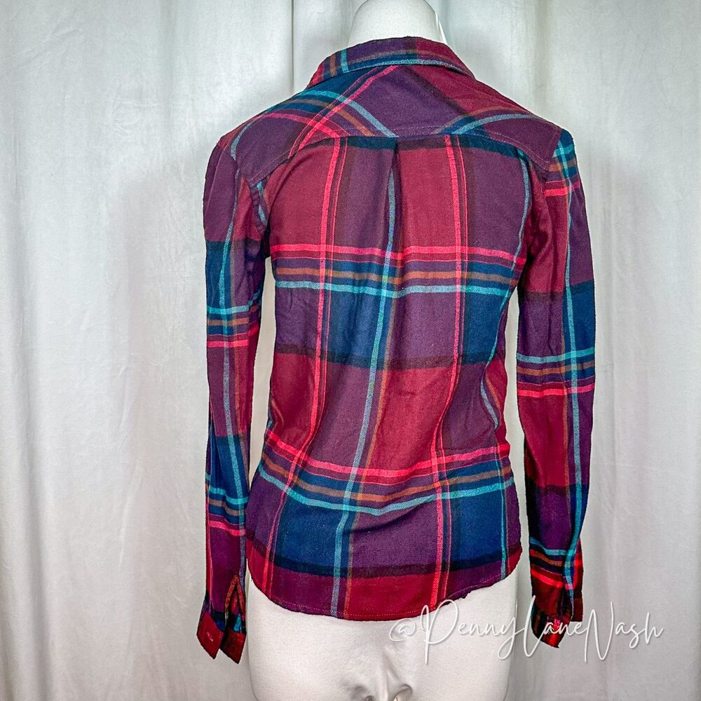 Maurices Zipper Pocket Plaid Button Down Shirt Top - Picture 8 of 11